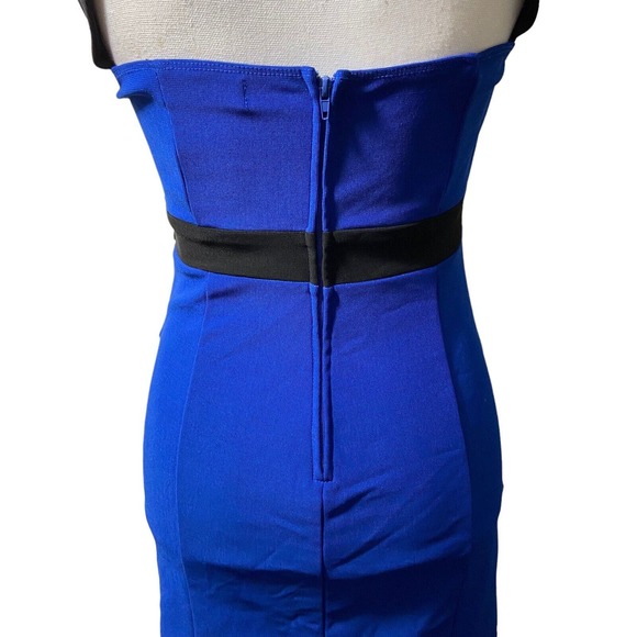 Crystal Doll Women Bodycon Blue Black Halter Top Dress Size 3 Preppy Retro Glam‎ - Picture 3 of 12